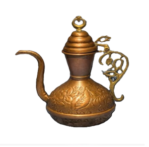 Vase surahi en laiton poli et gravé, accompagné d'un gobelet en laiton orné assorti. Disponible au prix de gros. - Product Image 5