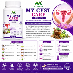 Cápsulas de Hierbas Naturales Silvestres MY CYST CARE 1000mg, Apoyo Ayurvédico para la Salud Reproductiva Femenina, Equilibrio Hormonal, Bienestar Ovárico - Product Image 4