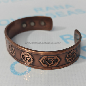 Bracelet magnétique en cuivre antique Sept Chakras, triple rangée d'aimants pour le soutien articulaire, l'équilibre énergétique et la récupération - Product Image 5