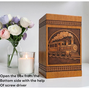 Personalized Wooden Train Urn – Engraved Locomotive Memorial Keepsake Box Memorial Keepsake by AYAANS - Product Image 3