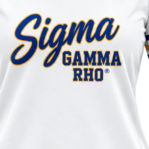 Camiseta de Hockey para Mujer Sigma Gamma Rho, Blanca con Gráfico de Letras Griegas, Cuello en V, Manga Corta, Uniforme Deportivo para Hermandad - Product Image 6