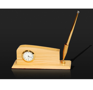 Support à stylos en bois avec horloge, organiseur de bureau multifonctionnel, support de rangement de bureau, organiseur de papeterie, porte-stylos en bois - Product Image 1