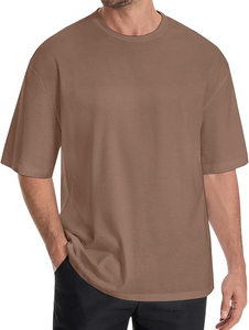 Camiseta de Punto Larga y Holgada para Hombre, 100% Algodón Ecológico, Transpirable, de Secado Rápido, Color Sólido, Manga Corta, Cuello Redondo - Product Image 2