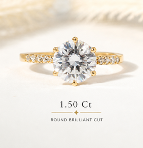 แหวนเพชรแล็บทรงกลมเจียระไนแบบบริลเลียนท์ 1.50 กะรัต ทองคำแท้ 10K 14K 18K รับรองโดย IGI ขายส่ง แหวนขอแต่งงานแบบครึ่งวงแหวนเพชรเม็ดเดี่ยว - Product Image 1