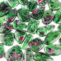 Cabochons ovales en zoïsite rubis naturel, à dos plat, certifiés par un tiers pour la lithothérapie et la création de bijoux DIY, cristaux verts 20mm+