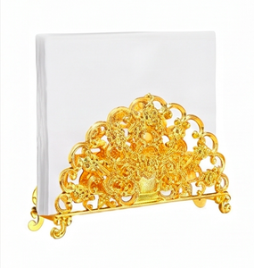 Porte-serviettes en aluminium moulé avec finition couleur or, parfait pour la maison et les articles de cuisine, accessoire de table. - Product Image 1