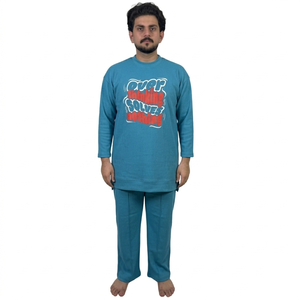 ชุดเสื้อยืดแขนสั้นและกางเกงขายาว 2 ชิ้นสำหรับผู้ชาย ผ้าฝ้าย 100% ระบายอากาศได้ดี สวมใส่สบาย เหมาะสำหรับฤดูร้อน - Product Image 1