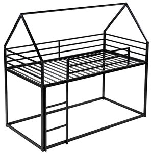 Letto a castello nero a due piazze con scaletta integrata per bambini - Product Image 4