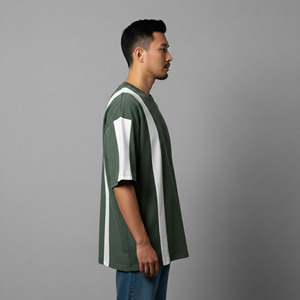 OEM Custom Logo Oversized 100% Cotton <b>Patchwork</b> Eco-Friendly Breathable T-<b>shirt</b> Men Loose Fit Custom Printed Hip Hop men's Tees - Product Image 3