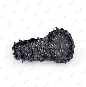 Reloj de Buceo con Diamantes Moissanite Negros Cuadrados, Totalmente Cubierto de Piedras, con Resistencia al Agua de 5 BAR y Cierre de Mariposa - Aspecto Premium de Lujo - Product Image 2