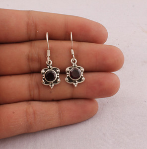 Wholesale 925 Sterling Silver Natural Red Garnet Dangle <b>Earrings</b> Vintage Handcrafted Boho Beaded Frame Drop <b>Earrings</b> <b>Fine</b> - Product Image 4