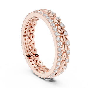 Anillo de Eternidad con Hojas Marquise en Oro Rosa para Mujer, Joyería de Moda de Lujo con Cristales para Aniversario de Bodas, Regalo - Product Image 4