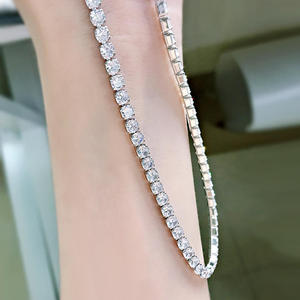 Collar de cadena tipo tenis de moissanita cultivada en laboratorio, chapado en oro macizo de 14K/18K y oro laminado, con joyería de plata 925, venta al por mayor - Product Image 5