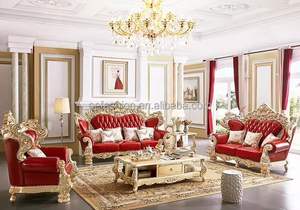 Juego de Muebles de Sala de Estar Estilo Imperial Griego con Acabado Dorado, Sofá Cuadrado Acolchado, Madera, Tamaño Personalizable, Estilo Maharaja - Product Image 6