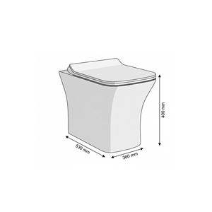 Inodoro de cerámica moderno de una pieza SCORPIO, montado en la pared, con sifón en P, para villas y hoteles - Product Image 3