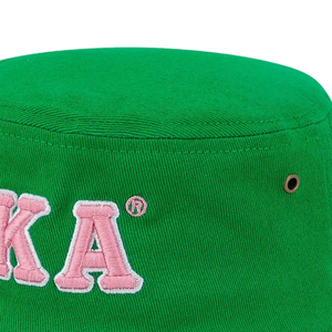AKA หมวกบักเก็ตสีเขียว หมวกผ้าฝ้ายปักตัวอักษรสีชมพู ปรับได้ แฟชั่นลำลอง สตรีทแวร์กลางแจ้ง หมวกป้องกันแสงแดด - Product Image 5