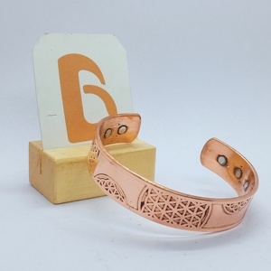 Geometric Pattern <b>Copper</b> Alloy Cuff Bracelet Antique 99% <b>Copper</b> Vintage Style Unisex Jewelry - Product Image 1