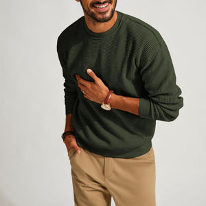 Pull-over en coton mélangé anti-rétrécissement, couleur chinée, coutures contrastées, séchage rapide, personnalisable sur le devant, basique d'hiver de haute qualité - Product Image 3