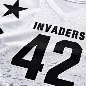 Maßgeschneidertes Herren Grunge Distressed Football-Uniform-Set Sublimations-Gepolstertes Trikot Kompressionshose Invaders-Stil Team-Bekleidungs-Kit - Product Image 6