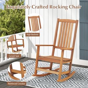 Ergonomic High Back Patio Rocking <b>Chair</b> Smooth Rocking Base <b>Outdoor</b> <b>Rocker</b> - Product Image 6