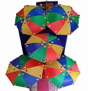Indian Wedding Umbrella Decorative Embroidered Handheld Parasol for Bridal Entry Party Decor Event Prop Colorful Small Umbrella - Product Image 1