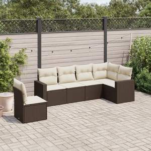 Ensemble de canapés de jardin modulaires en rotin PE marron et crème, mobilier d'extérieur élégant - Product Image 1