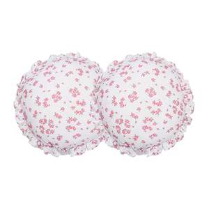 Housse de coussin ronde classique blanche et rose de qualité supérieure pour la maison et l'hôtellerie, disponible au meilleur prix - Product Image 1