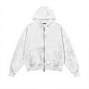 Sudadera con capucha de cuello alto informal de otoño para mujer, sudadera con capucha extragrande para hombre, sudadera con capucha con cremallera completa y logotipo personalizado al por mayor - Product Image 1