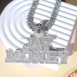 Pendentif tendance en moissanite et diamant « JAY MONEY » avec chaîne cubaine glacée, bijoux hip-hop pour hommes et femmes - Product Image 6