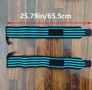 Attelle de soutien du poignet réglable en néoprène léger avec fermeture auto-agrippante respirante, rayée noir-bleu, unisexe, pour entraînement de force - Product Image 5