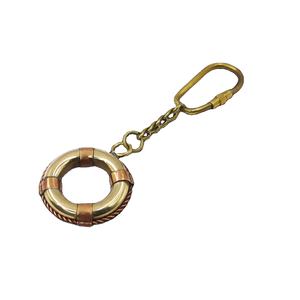 พวงกุญแจทองเหลืองและทองแดงรูปห่วงชูชีพ ดีไซน์โบราณ คุณภาพเยี่ยม - Product Image 1