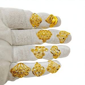 Anillos de Oro Sólido de 22K con Diseño Turco Clásico para Mujer, Anillo de Dedo Grande con Intrincado Patrón de Filigrana, Estilo Medio Oriente - Product Image 1