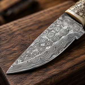 Handmade Damascus Steel Skinner <b>Knife</b> with <b>Bone</b> <b>Handle</b> & Handcrafted Leather Sheath Custom Fixed Blade Outdoor Camping <b>Knife</b> - Product Image 2
