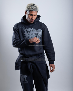 Ensemble de survêtement pour homme personnalisé, écologique, respirant, hiver, grande taille, imprimé, pantalon de survêtement ample à jambes larges, épaules tombantes - Product Image 4