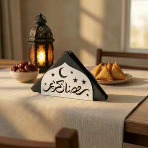 Porta Servilletas de Metal para Ramadán Kareem, Decoración Elegante para Mesa de Iftar con Diseño de Caligrafía Islámica, Accesorio Decorativo para Cocina y Comedor - Product Image 4