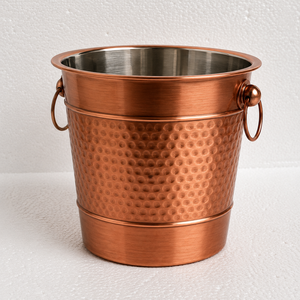 Premium Hammered Copper Wine Cooler <b>Bucket</b> with Ring Handles | Stainless Steel Lined Champagne Ice <b>Bucket</b> for Wine <b>Beer</b> Beverage - Product Image 2