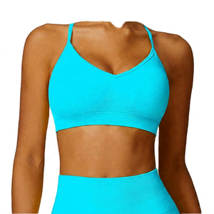 Soutien-gorge de sport jaune à double bretelles, soutien moyen, pour le yoga et la gym, pour femmes - Product Image 3