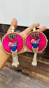 Traditional Fancy Handmade Paper <b>Beads</b> Art Deco Design Shubh Labh Wall/<b>Door</b> Hanging Pair Diwali Decoration Wedding Favour Gift - Product Image 2