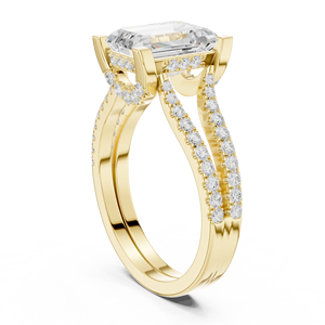 แหวนแต่งงาน/หมั้นเพชรแล็บโกรว์ทรงเหลี่ยมมรกต ทองคำแท้ 14k  แบบซ่อนวงแหวน  พร้อมใบรับรอง IGI สำหรับผู้หญิง - Product Image 3