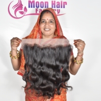 Rambut Asli India 32" Inch Keriting Invisible Lace 13x6 Frontal Virgin Remy Human Hair Natural Hairline Pre-Plucked Profesional