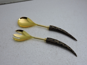 stainless steel salad server pair <b>resin</b> handle <b>table</b> utensil for catering banquet wedding restaurant wholesale export <b>uk</b> - Product Image 1