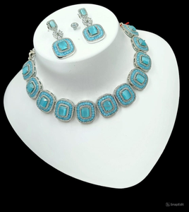 Ensemble de bijoux de mariée en diamant américain classique Collier et boucles d'oreilles en deux pièces pour mariage Style classique à la mode - Product Image 1