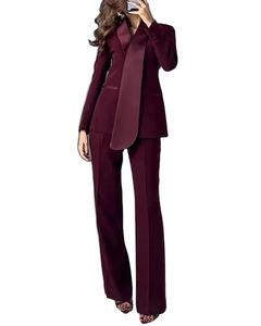 ชุดเสื้อเบลเซอร์และกางเกงทรงสลิมแขนยาวสำหรับผู้หญิงผ้าแคนวาสสำหรับฤดูใบไม้ร่วงและฤดูหนาว - Product Image 1