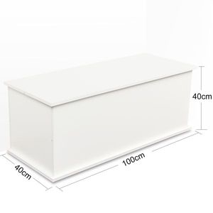 White Lift-Top Wood Storage Chest Trunk Entryway Bench Organizer Home Furniture for Coffee Table Organization - Product Image 4