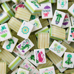 Tuiles de <span class=keywords><strong>Mahjong</strong></span> américaines Palm Royale, personnalisées multicouches, gravées, ensemble de 160 tuiles Oh My <span class=keywords><strong>Mahjong</strong></span> - Product Image 1