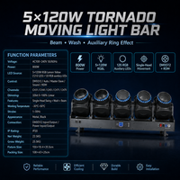 Projecteur rotatif DMX512 à tête mobile TB5 Tornado 5x120W RGB Jaune Citron Quatre-en-un IP20, Zoom, Faisceau, Flash - Meilleures ventes