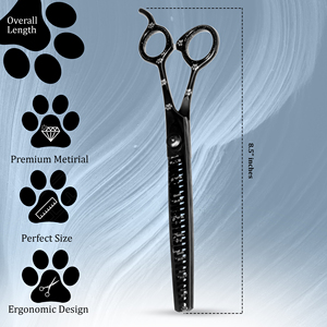 Flamia & Jabz Pet Grooming Scissors Stainless Steel Black with Paw Print Design for Dogs 8 Inch <b>Classic</b> Style Chunker black - Product Image 6