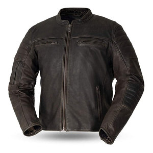 Veste en cuir d'hiver pour homme KHIMASHAM INDUSTRY, couleur unie, respirante, fermeture éclair, style streetwear, logo frontal, écologique - Product Image 1