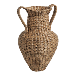 Jarrón de suelo de jacinto de agua tejido a mano sostenible, de forma alta, color natural, hecho a mano, decorativo, para proyectos de interior al por mayor - Product Image 2