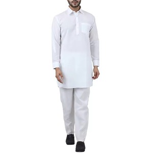Vente en gros usine OEM – Salwar Kameez pour hommes – Costume 2 pièces en coton sur mesure, décontracté, uni, pour fêtes, coupe ample, toutes saisons - Product Image 2